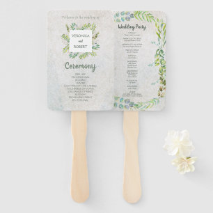 Éventail Programme de mariage Eucalyptus de verdure rustiqu