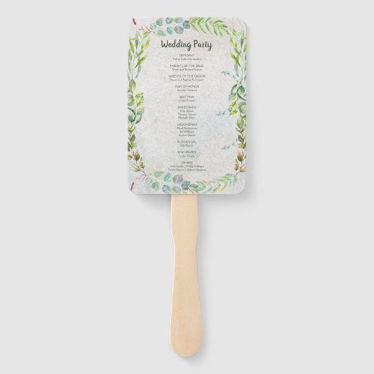 Éventail Programme de mariage Eucalyptus de verdure rustiqu (Dos)