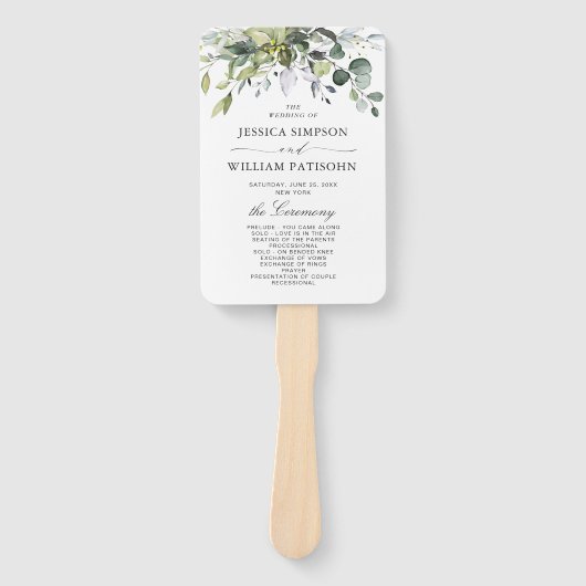 Éventail Programme De Mariage Eucalyptus Simplement Élégant (Devant)
