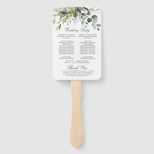 Éventail Programme De Mariage Eucalyptus Simplement Élégant (Dos)
