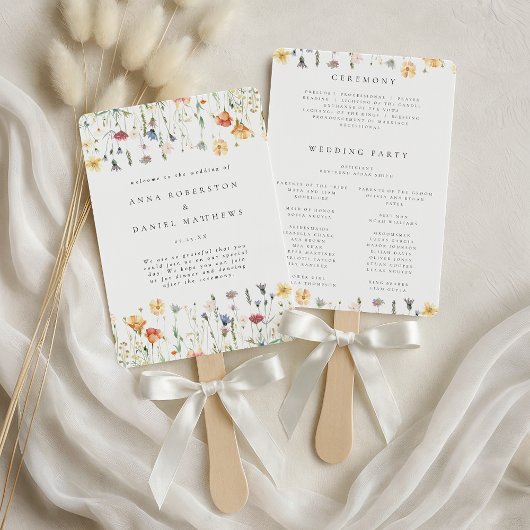 Éventail Programme de mariage fantaisiste de fleurs sauvage