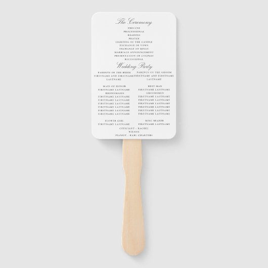 Éventail programme de mariage feuille à la sauce verte (Dos)