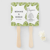Éventail Programme de mariage feuille de palme verte tropic (Devant et derrière)