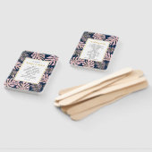 Éventail Programme de mariage feuille en or rose et marine  (Non-assemblé)