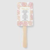 Éventail Programme de mariage feuille, rose vif, or tropica (Dos)