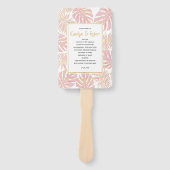 Éventail Programme de mariage feuille, rose vif, or tropica (Devant)