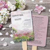 Éventail Programme de mariage Fleur de Prairie couleur Rose