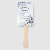 Éventail Programme de mariage Fleur florale aquarelle bleue (Devant)