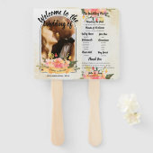 Éventail Programme de mariage Fleur rose jolie Programme de (Devant et derrière)