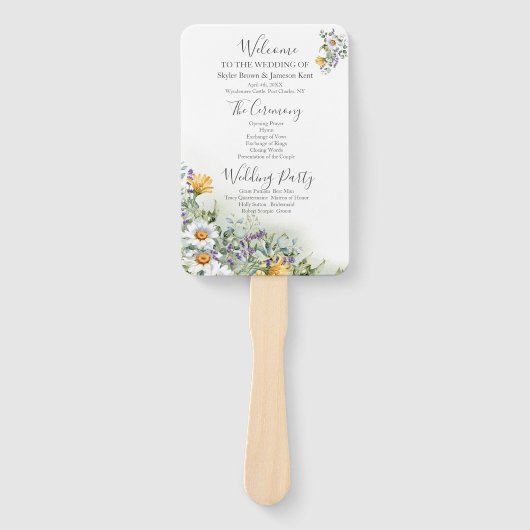 Éventail Programme de mariage Fleur sauvage coloré (Devant)