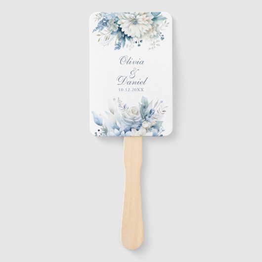 Éventail Programme de mariage Fleur sauvage Dusty Blue mode (Devant)
