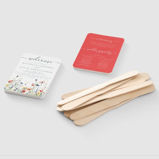 Éventail Programme de mariage Fleur sauvage dynamique (Non-assemblé)