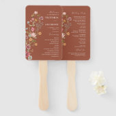 Éventail Programme de mariage Fleur sauvage Terracotta Vent (Devant et derrière)