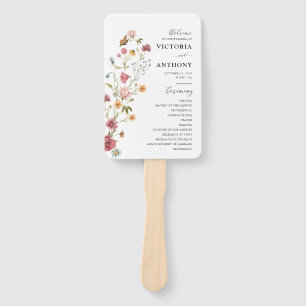Éventail Programme de mariage fleur sauvage Ventilateur à m
