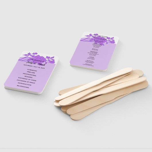 Éventail Programme de mariage Fleur Violette (Non-assemblé)
