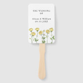 Éventail Programme de mariage fleuri à fleurs de rose jaune (Devant)