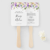 Éventail Programme de mariage fleuri violet ventilateur à m (Devant et derrière)