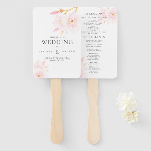 Éventail Programme de mariage Fleurs de Flush Moderne Venti (Devant et derrière)