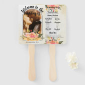 Éventail Programme de mariage Fleurs de pêche jolies MARIAG (Devant et derrière)