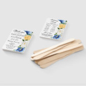 Éventail Programme de mariage Fleurs d'été bleues et jaunes (Non-assemblé)