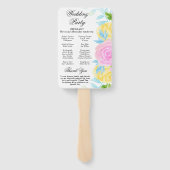 Éventail Programme de mariage Fleurs Rose Jaune Bleu (Dos)