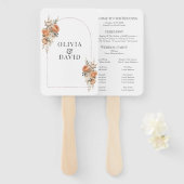 Éventail Programme de mariage Fleurs séchées Corail et Pêch (Devant et derrière)