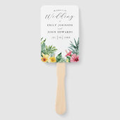 Éventail Programme de mariage Fleurs Tropicales Aquarelle (Devant)