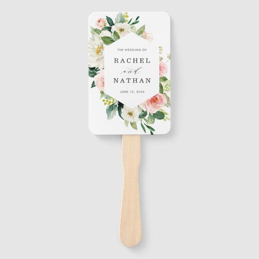 Éventail Programme de mariage floral à fleurs blanches (Devant)