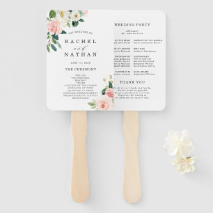 Éventail Programme de mariage floral à fleurs blanches
