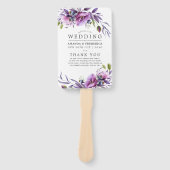 Éventail Programme de mariage floral à l'aquarelle avec coq (Devant)