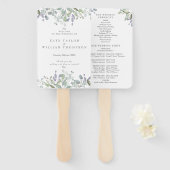Éventail Programme de mariage floral à l'aquarelle avec feu (Devant et derrière)