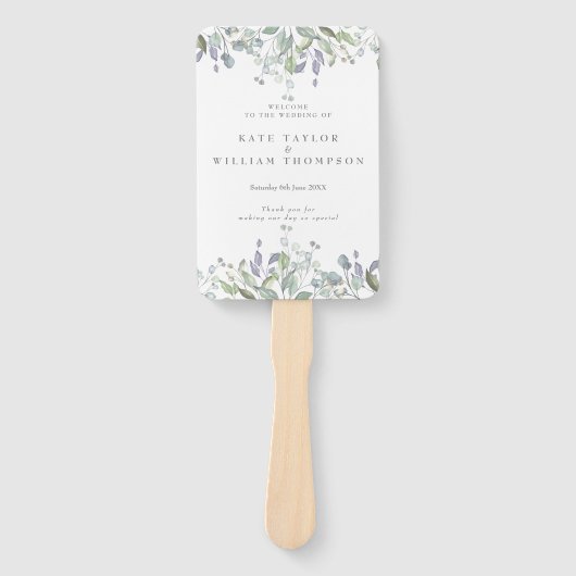 Éventail Programme de mariage floral à l'aquarelle avec feu (Devant)