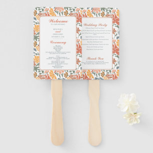 Éventail Programme de mariage floral abstrait oiseaux milie