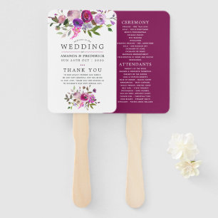 Éventail Programme de mariage floral aquarelle tendance