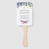 Éventail Programme de mariage floral aquarelle Ultra Violet (Devant)