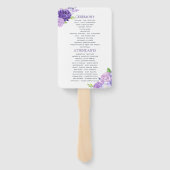 Éventail Programme de mariage floral aquarelle ultra violet (Dos)