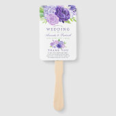 Éventail Programme de mariage floral aquarelle ultra violet (Devant)