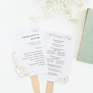 Éventail Programme de mariage floral avec l'or