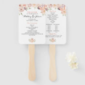 Éventail Programme de mariage floral blanc Rose moderne (Devant et derrière)