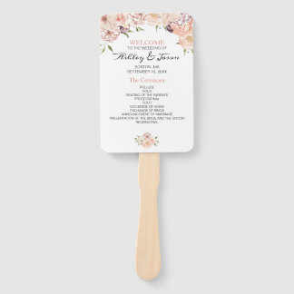 Éventail Programme de mariage floral blanc Rose moderne