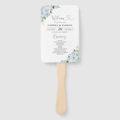 Éventail Programme de mariage floral bleu clair romantique  (Devant)