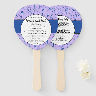 Éventail Programme de mariage floral bleu et Lilac