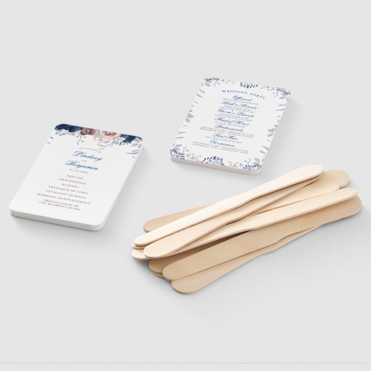 Éventail Programme de mariage floral bleu et mauve de la Ma (Non-assemblé)
