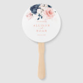 Éventail Programme de mariage floral bleu et rose vif de la (Devant)