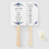 Éventail Programme de mariage floral bleu et violet (Devant et derrière)