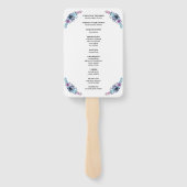 Éventail Programme de mariage floral bleu et violet (Dos)