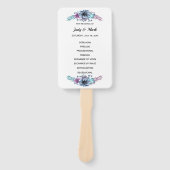 Éventail Programme de mariage floral bleu et violet (Devant)