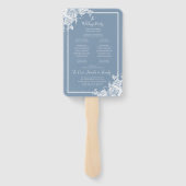 Éventail Programme de mariage floral bleu poussiéreux (Dos)