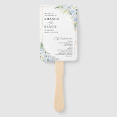 Éventail Programme de mariage floral bleu poussiéreux éléga (Devant)