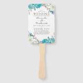 Éventail Programme de mariage floral bleu poussiéreux et tu (Devant)